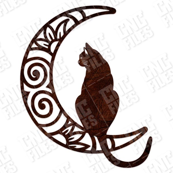Cat moon vector design files - DXF SVG EPS AI CDR ...