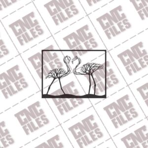 Tree Flamingo Wall Decor DXF File